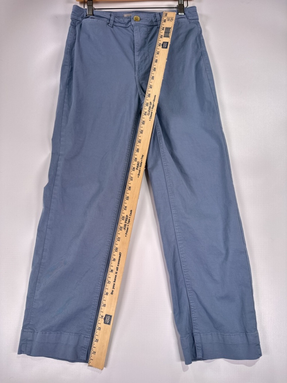 Everlane Wide Leg Crop Pants High Rise Patch Pocket Cotton Stretch Slate Blue 4 - Picture 10 of 12